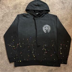 Chrome Hearts Black Hoodie with Colorful Splatter